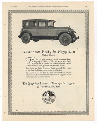 1925 Egyptian Lacquer Co. Ad: Anderson Body of Sydney, OhiO - Hudson ...