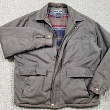 Vintage OP Ocean Pacific Jacket Mens Medium Brown Work Wear Flannel Lined Chore