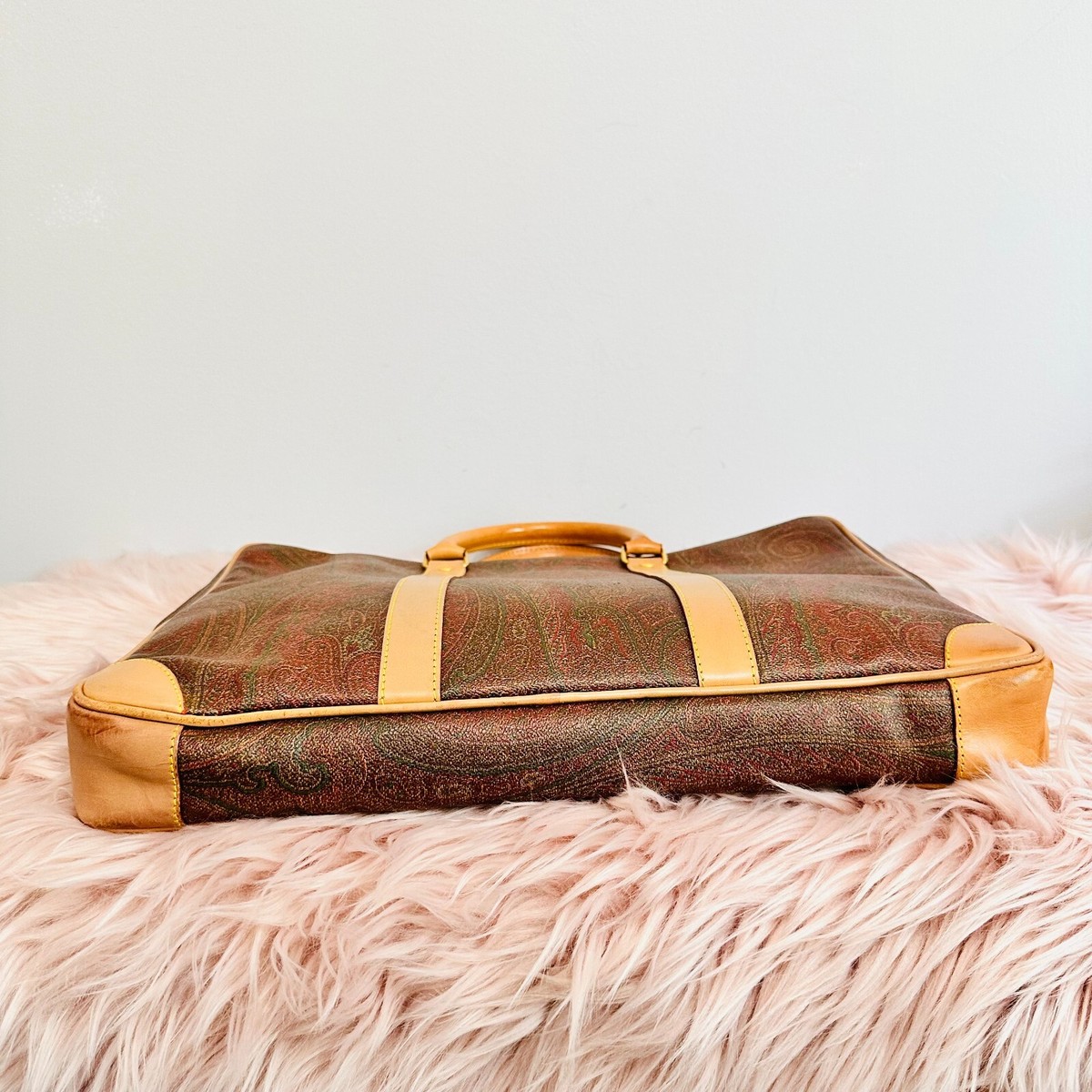 AUTHENTIC ETRO PAISLEY CANVAS AND LEATHER LAPTOP BAG BRIEFCASE