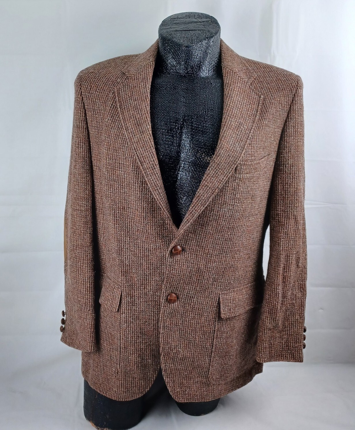 FILA Giacca blazer vintage Adams Row tweed cappotto sportivo 42R uomo toppa gomito 2 bottoni USA