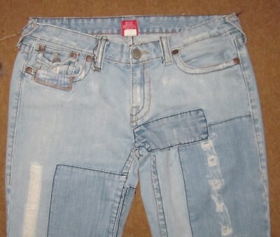 True Religion Joey Women's Patchwork Distressed Light BlueFlared