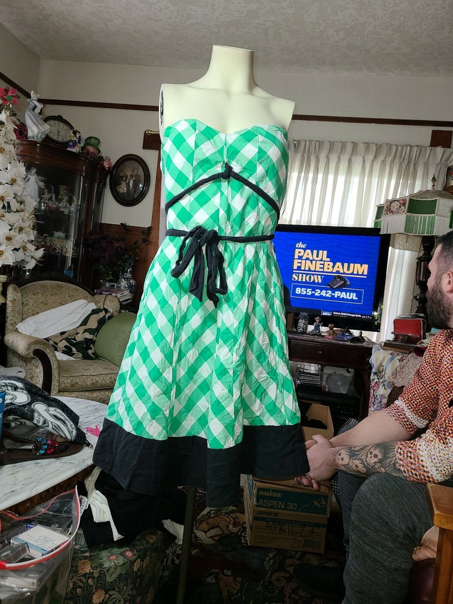 anthropologie green gingham dress By Anthropologie Sleeveless Sweetheart Gingham Midi Dress