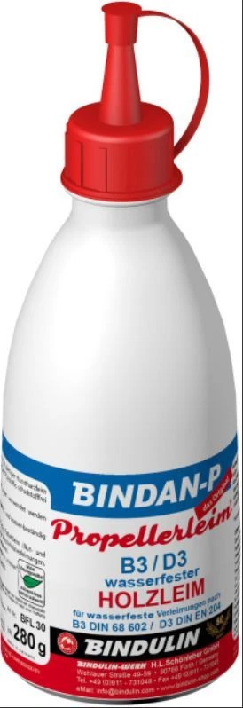 BINDULIN Propellerleim wasserfester Holzleim 280g (26,96€/kg) Bindan-P 950101044