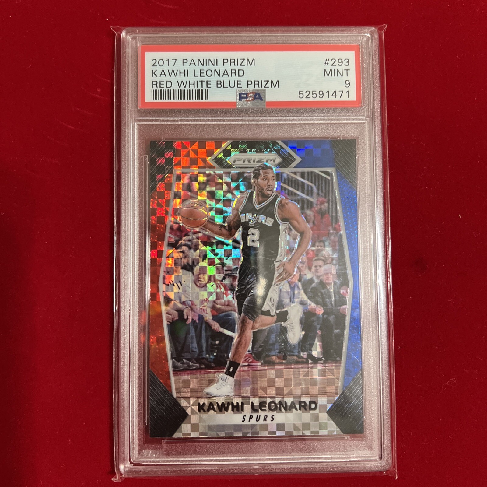 2017 Panini Prizm Red White Blue Prizm #293 Kawhi Leonard PSA 9