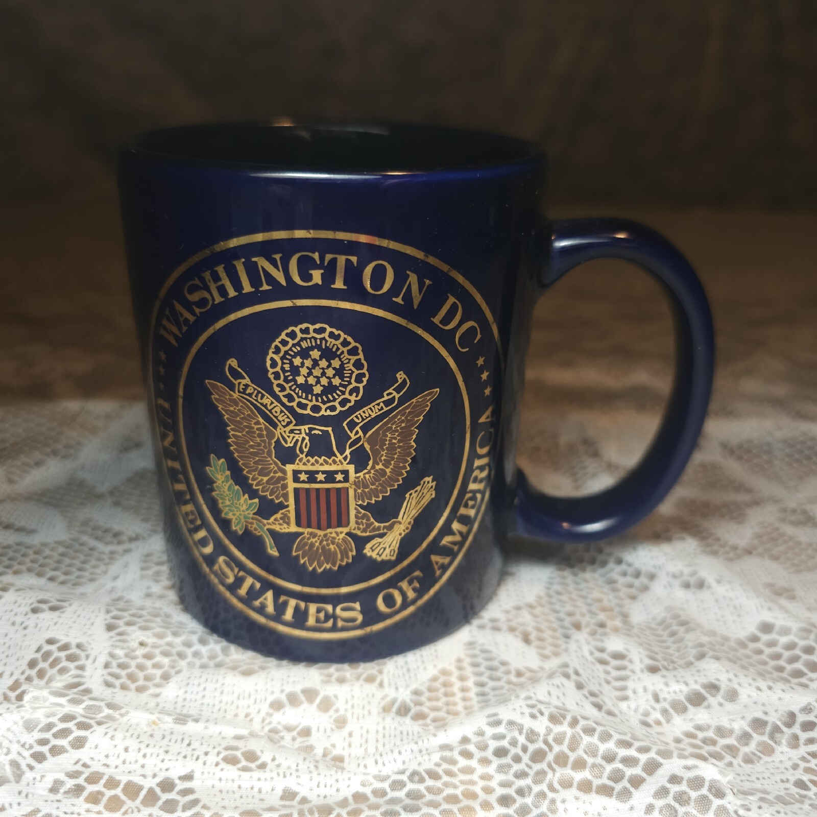 Washington DC United States of America Dark Blue Ceramic Coffee Mug Gold Graphic