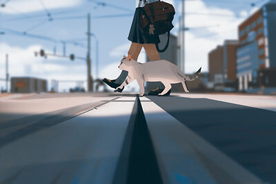 Anime digital art artwork cats atey Custom Gaming Mat Desk