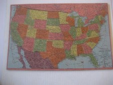 Vtg Wood Jigsaw Puzzle Rand McNally Joseph K Straus Map United States No Box