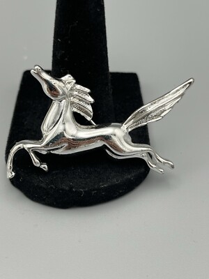 Small Silver Toned Prancing Horse Brooch