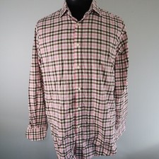 Jack Stone by Thomas Dean Shirt Mens Large Casual Button Up Plaid Long Sleeve