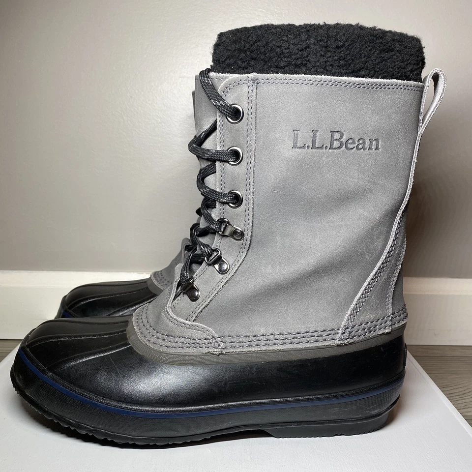Botas de neve masculinas LL Bean isoladas 10 cinza/preto Sherpa forro removível, 284892 - Imagem 2 de 4