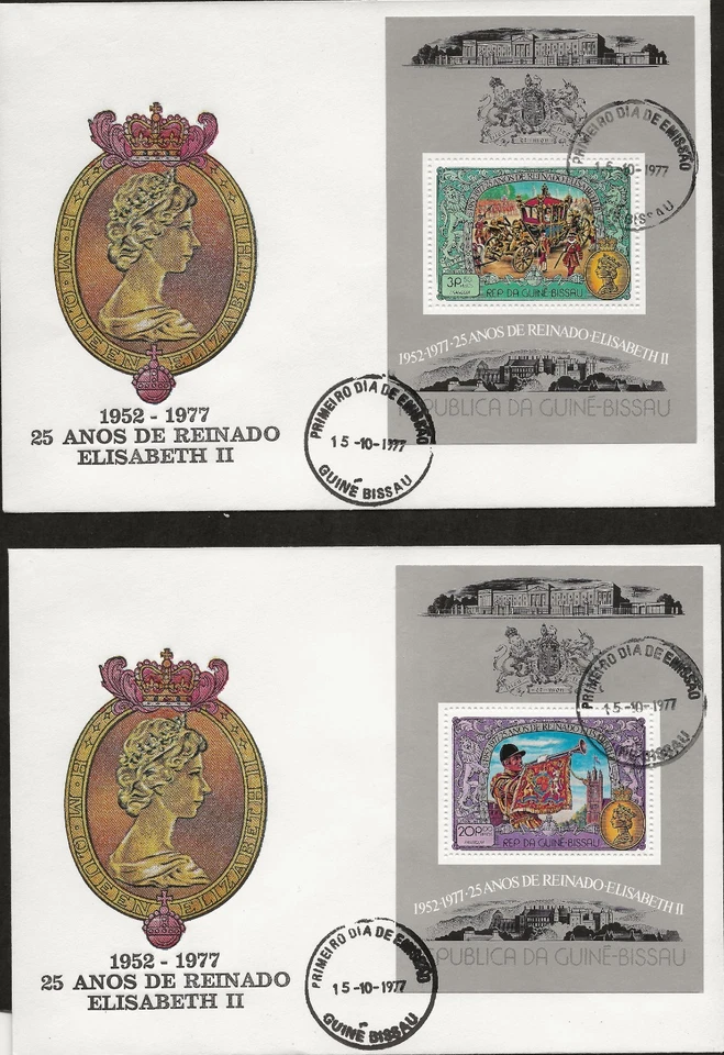 15/10/1977 GUINEA BISSAU LUXURY BLOCKS INDIVIDUAL MINI SHEETS ON 6 FDC’S RARE - Image 2 of 3