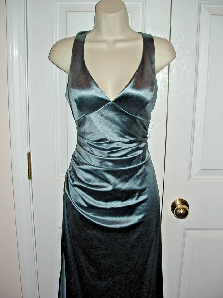 Nuevo VESTIDO FORMAL DE DAMA DE HONOR GRIS CLARO TALLA 7/8 Foto 2 de 4