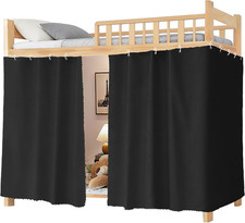 Heavy-Duty Blackout Bottom Bunk Bed Curtains Home Dorm Privacy Canopy Twin Size