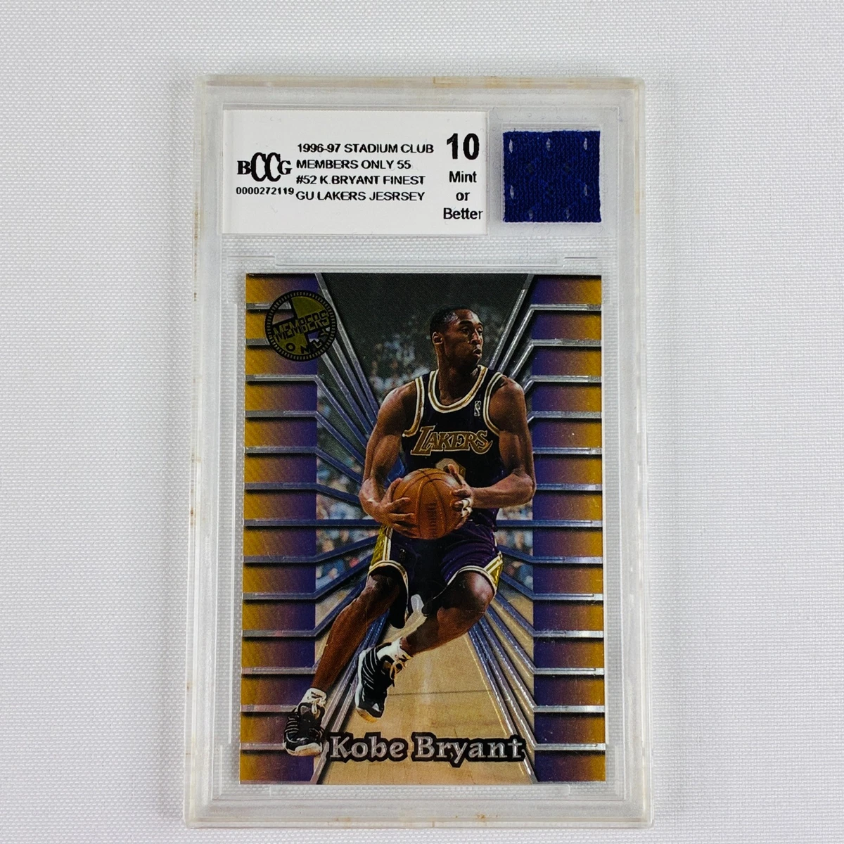 kobe rare cards 1996/97 INKcredible #BG15 Behind the Glass GOLD Bryant ROOKIE Card ! Rookie Card that was never Issued! Los Angeles Lakers Future Hall of Famer! Shipped in Ultra Pro Top This card has been slabbed and authenticated by SGC authentication services and graded a Near Mint+ 9.5 Kobe Bryant 1996-97 Fleer #181