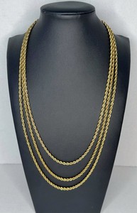 Authentic 3mm Rope Chain 20-24" Rich 18K Gold PVD Plated Stainless Steel Unisex Necklace