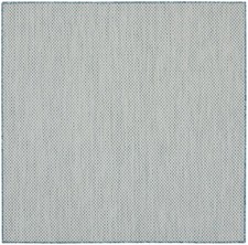 4' Blue Square Geometric Power Loom Area Rug