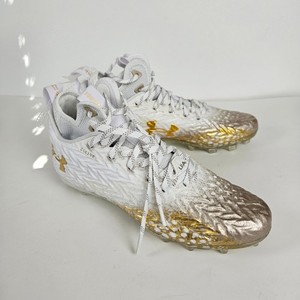 Under Armour White Gold Football Cleats Mid Top Women's Size 9