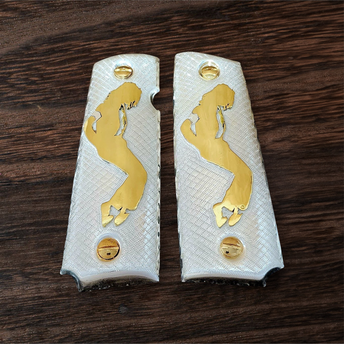 Michael Jackson Silver Gold plated govermment 1911 grips Mexican