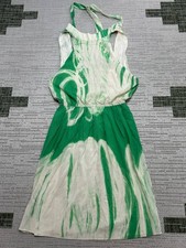 Alice + Olivia Dress Womens Small Green Beige Silk Blouson