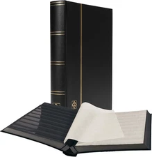 LIGHTHOUSE – “BASIC” Hard Cover Stockbook for Stamps - 64 Black Cardstock A4