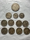12 Silver Coin Lot-  8 Mercury 10C, Seated Liberty - 2x5C, 1x10C, 1x25C F-VG