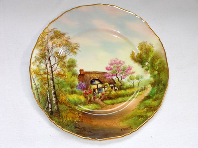 1929 Royal Worcester Cabinet Plate Cottage Series Signed Townsend  HARRINGTON