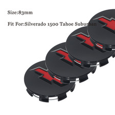 4pcs 83mm Wheel Rim Center Hub Caps Black Red For Silverado 1500 Suburban Tahoe