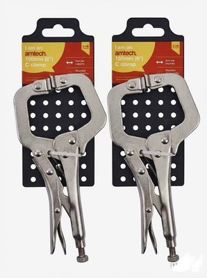 2 Stück 6 Zoll 150 mm C-Klemme verstellbare Backen Schnellspannhebel Schweißen Arbeitsklemme Neu