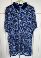 Greyson Stalking Wolf Camo Golf Polo Shirt Blue Performance Stretch Men  s XL NWT