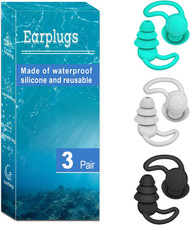 Ear Plugs for Swimming, 3 Pairs Swim Earplugs, Waterproof Reusable Swim Ear Plug