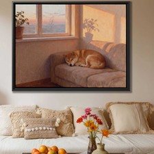 Shiba Inu Dog Oil Painting Canvas Print Rustic Wall Art for Living Room Decor