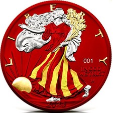 2023 Space Red/Gold Holo 1 oz Silver Eagle $1 Coin | Space Metals | 350 Mintage