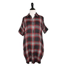 MADEWELL $98 Grunge Plaid Short Sleeve Shirtdress in True Black XXS
