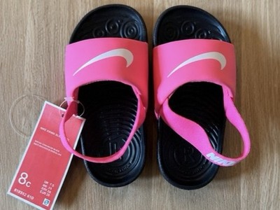 Nike Toddler Girls Cushioned Slide Sandals Pink/Black Logo US 8C