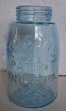 Tarro de frutas azul claro albañil 5,5" vidrio hogar oficina cocina