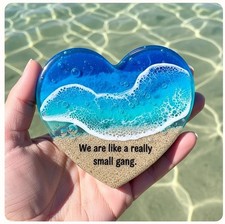 Ocean Pocket Heart Natural Heart Sea Fused Handmade Ocean Glass Ornament Gift
