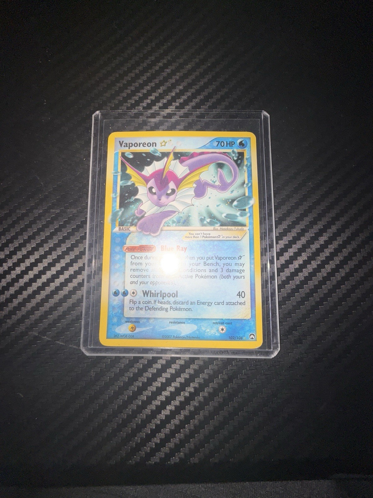 Vaporeon Gold Star Power Keepers Ultra Rare Holo Card 102/108 READ DESCRIPTION