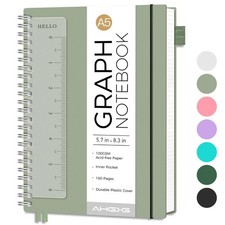 Spiral Graph Paper Notebook 160 Pages A5 5.7" x 8.3"