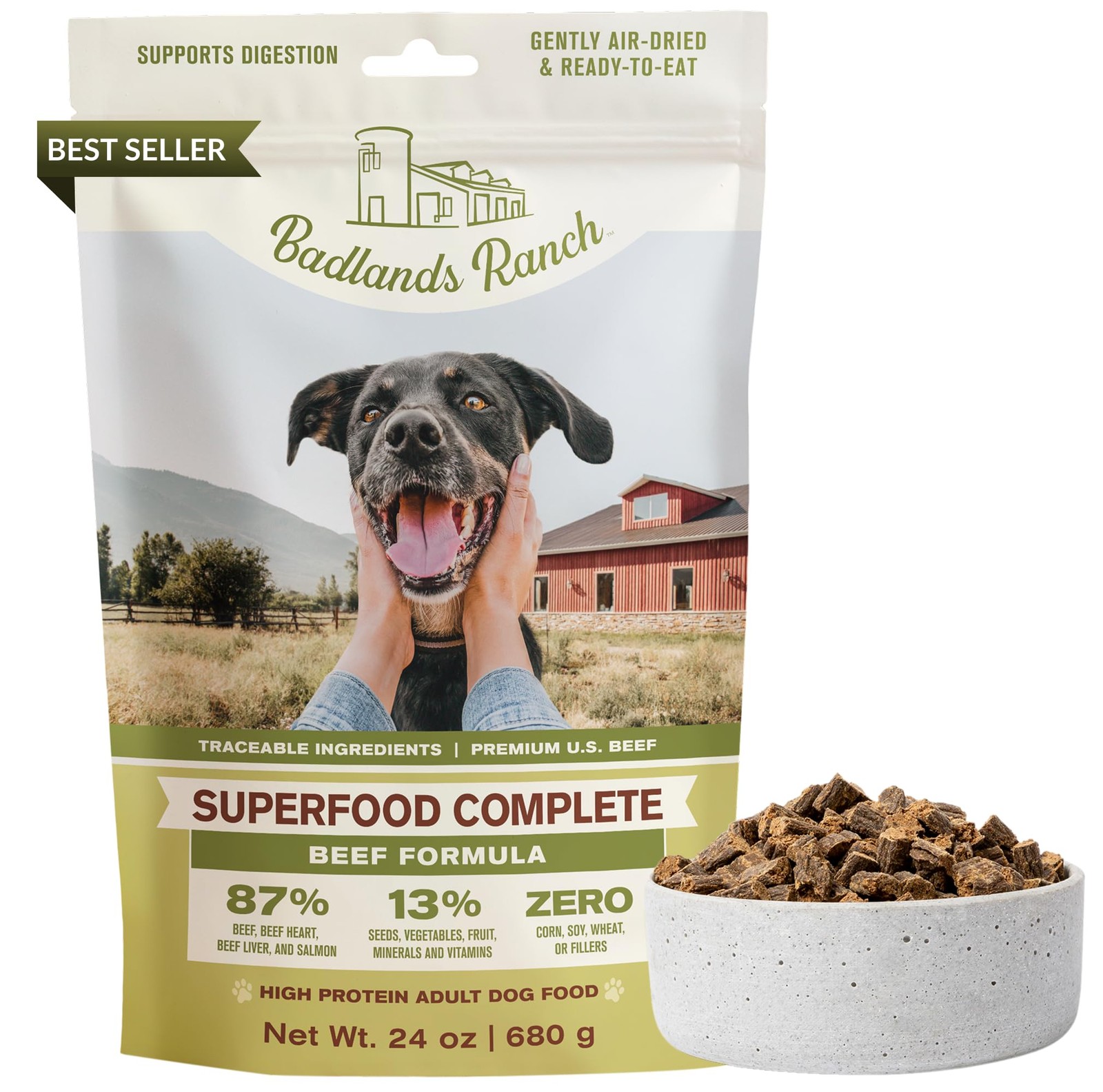 Complete Air-dried Beef Dog Food &ndash; High Protein With Super