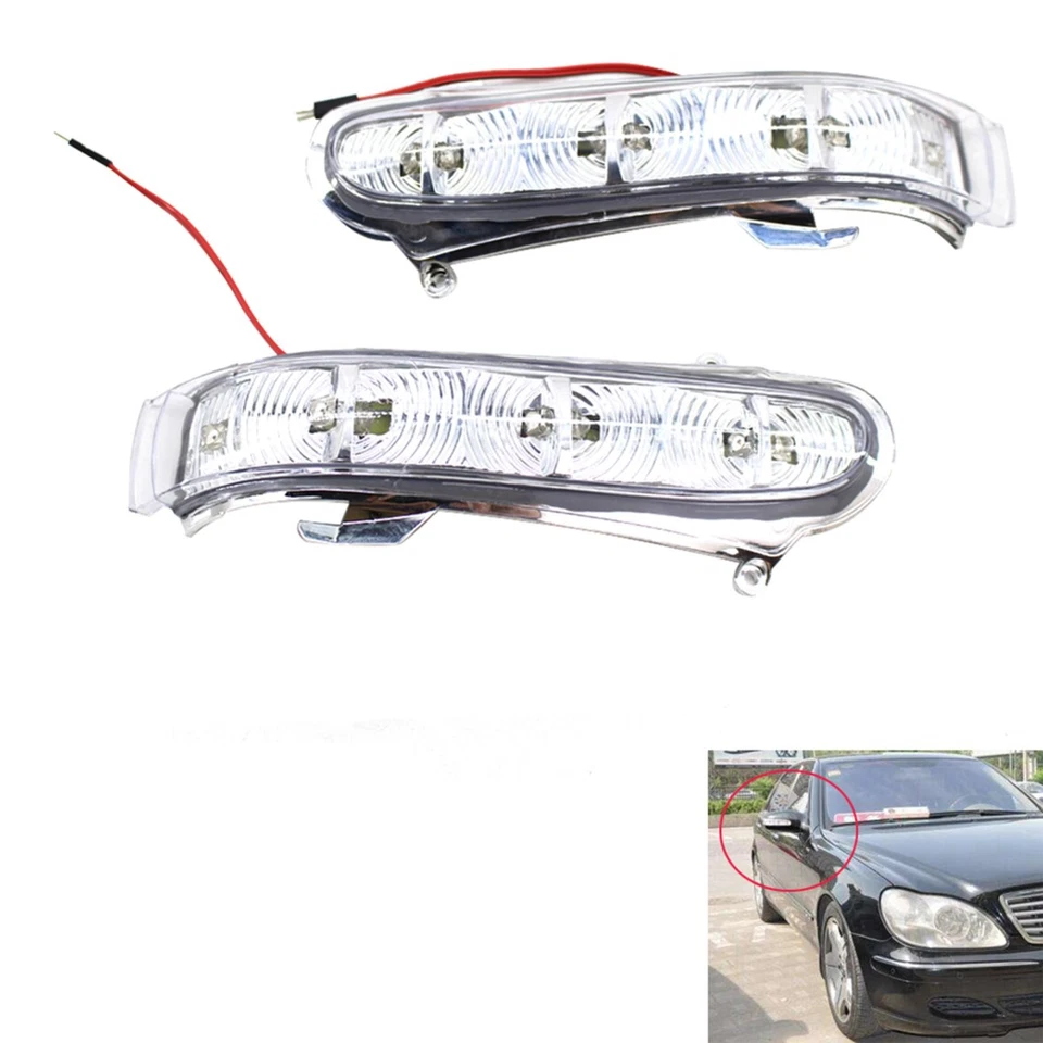 Luz de calentamiento de giro de señal LED espejo 2 piezas para Mercedes Benz W220 S320 S430 Foto 2 de 4