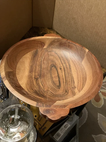 Hearth & Hand with Magnolia Acacia Wooden Bowl Snack Fruit Salad 12”