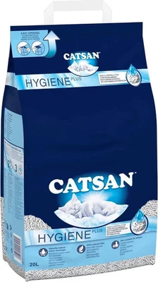 CATSAN Hygiene Plus Non-Clumping Adult Cat and Kitten Litter 20L, Natural UK