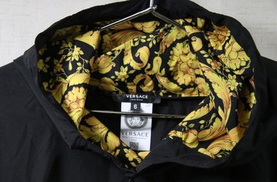 RARE Versace Baroque Poncho Hood Cape Overcoat Black Rain Coat