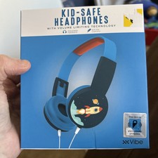 vibe kids headphones with volume limiting technology Rocket Theme Soft Ear NEW