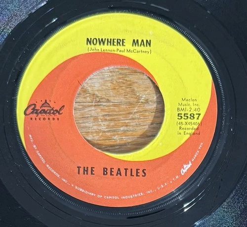 Beatles Nowhere Man What Goes On Capitol 5587 45rpm Subsidiary Rim Print NM!