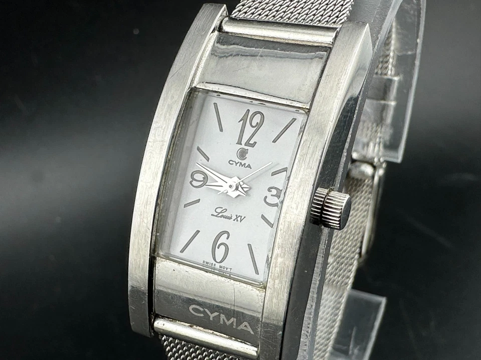 Cyma Louis XV relógio de quartzo feminino mostrador prateado aço inoxidável 18 mm nova bateria - Imagem 3 de 4