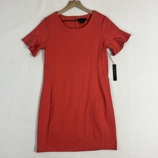 T Tahari Womens 6 Coral Knit Dress Wide Neck Short Sleeve NWT