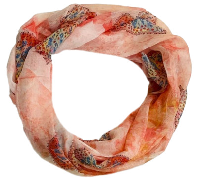 Damen Loop Schal Rundschal 20% Seide Schlauchschal Halstuch Tuch Herzen 2343