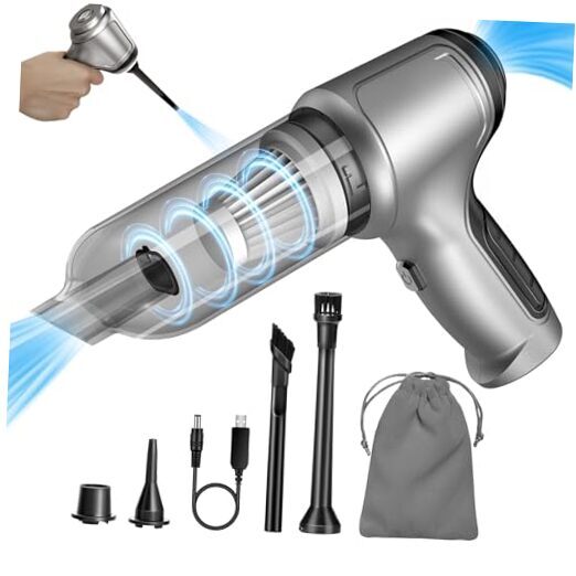 Mini Car Vacuum Cleaner High Power, 3 in 1 Handheld Vacuum Cleaner, Silver