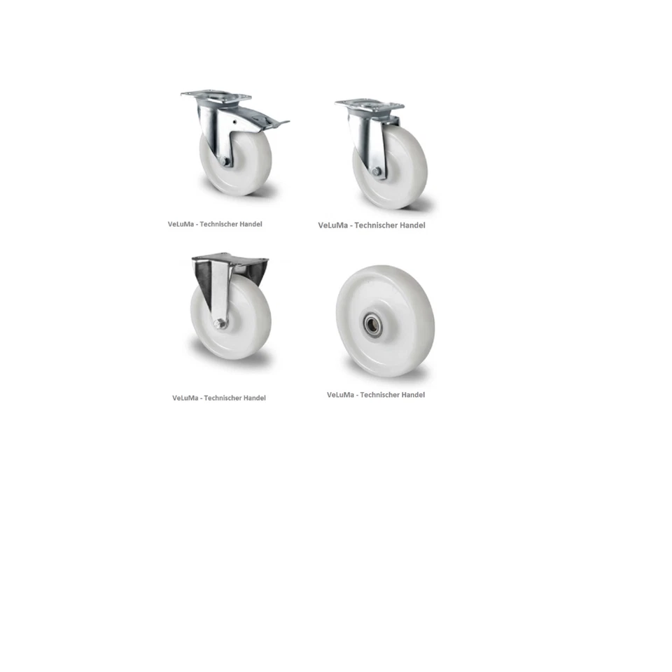 VELUMA Schwerlastrollen Kunststoff Polyamide bis 700 kg pro Rolle Kugellager Industrie